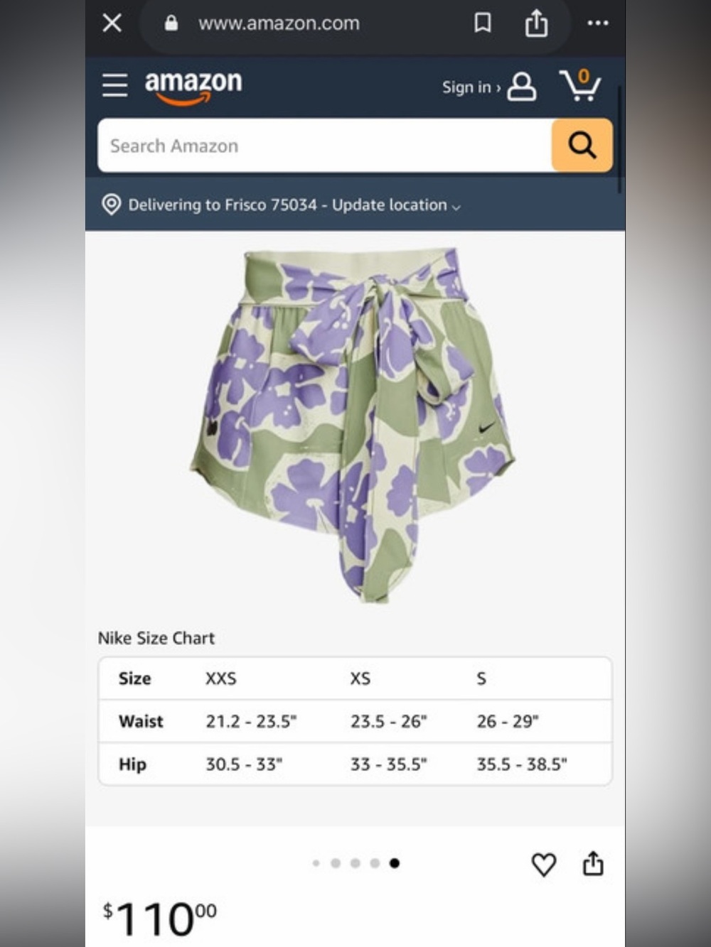Nike Naomi Osaka Tie-Waist Floral Shorts in Green and Lavender - Picture 2 of 5